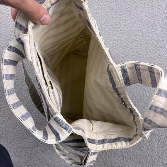 Baggu Tote Bag White Canvas Double Handle Nautical Sailor Stripe Shoulder - Picture 12 of 16